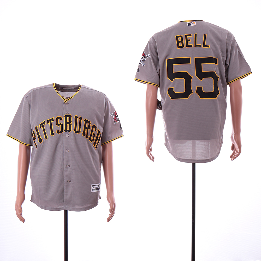 Men Pittsburgh Pirates 55 Bell Grey Game MLB Jerseys